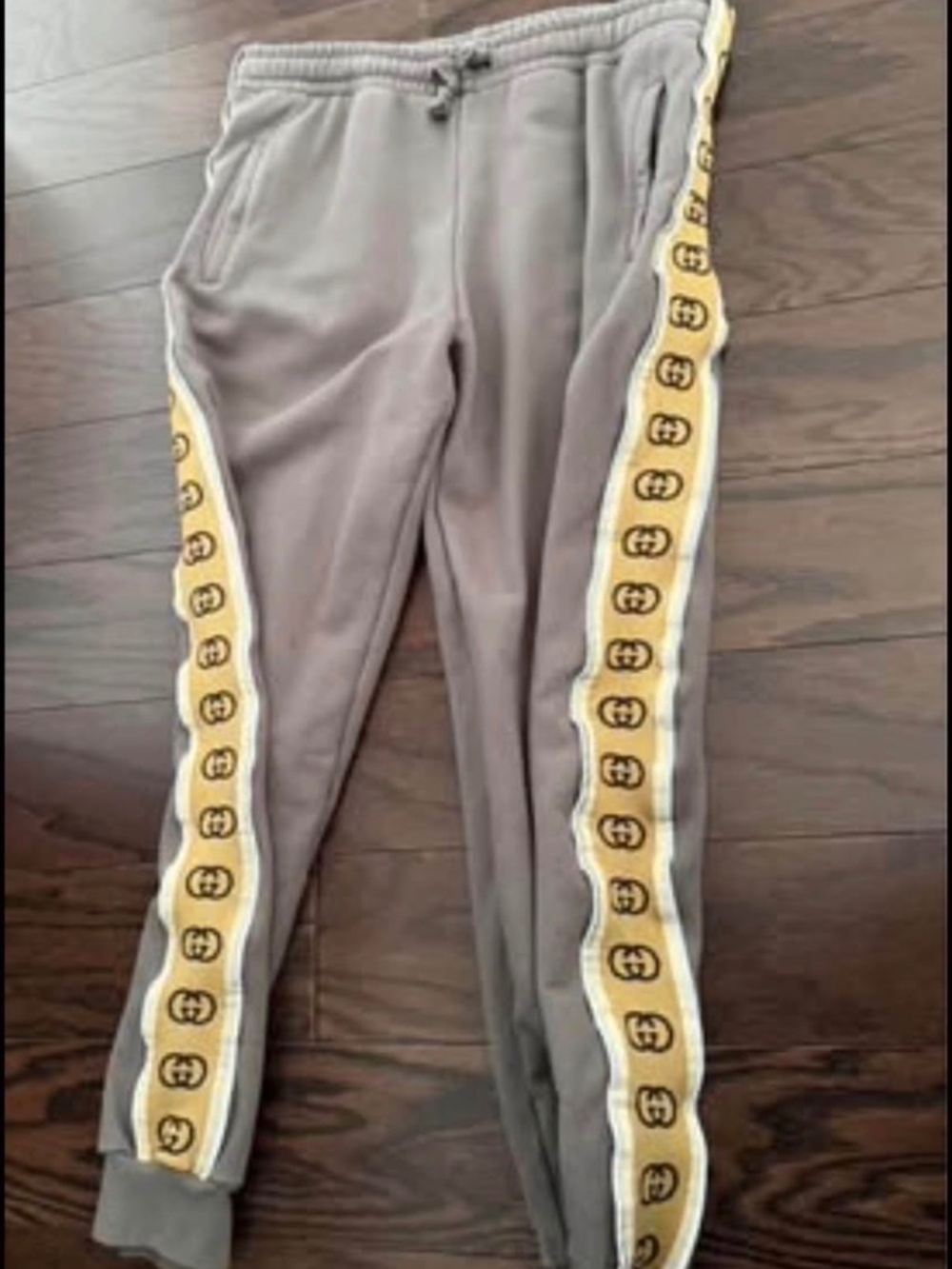 Men GucciPants Cotton Grey Reflective GG Sweat Pants XXL